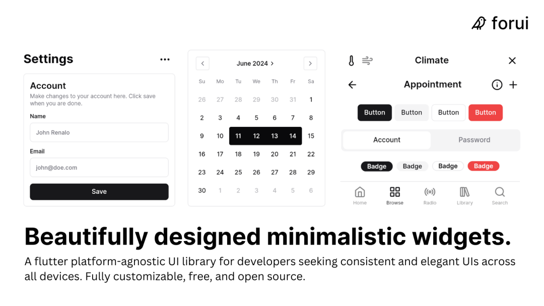 一组设计精美、简约的 Flutter UI 库！