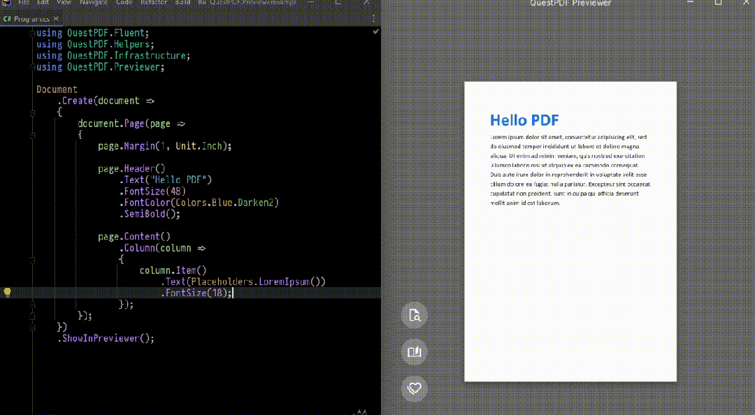 一个.NET现代化、高效的PDF文档生成工具库