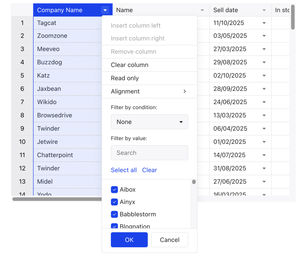 一款美观、功能丰富的在线表格组件