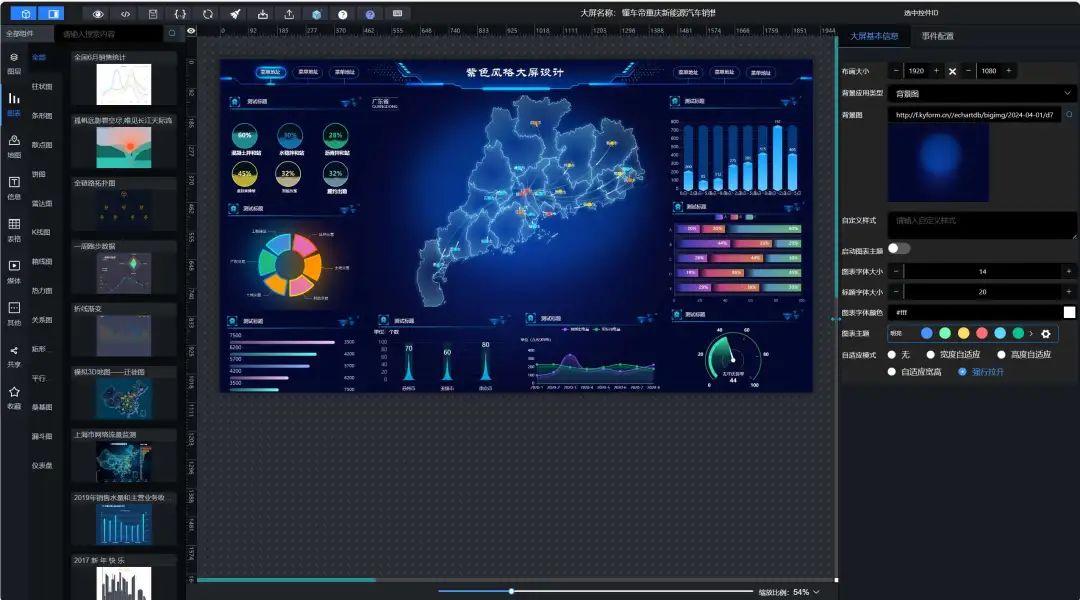 一款集成了丰富可视化组件和地图数据的强大可视化大屏设计系统，支持离线部署框架！