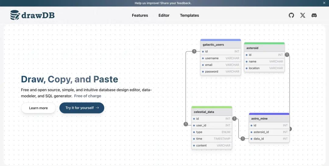 一款简单、直观的数据库设计工具和 SQL 生成器