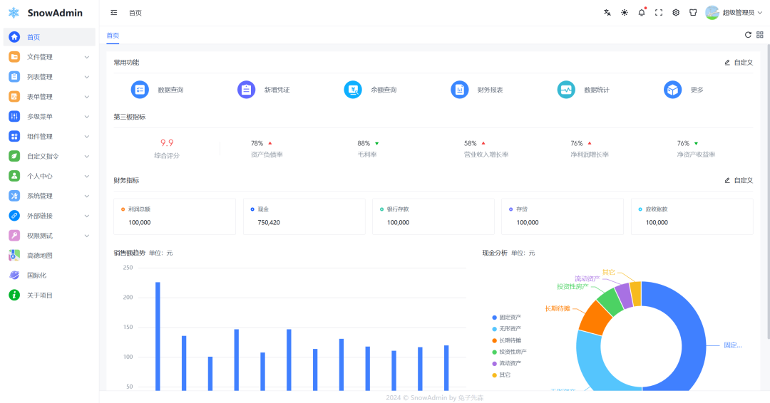 一个清新优雅、高颜值且功能强大的 Vue3 后台管理模板，无需额外配置，开箱即用！